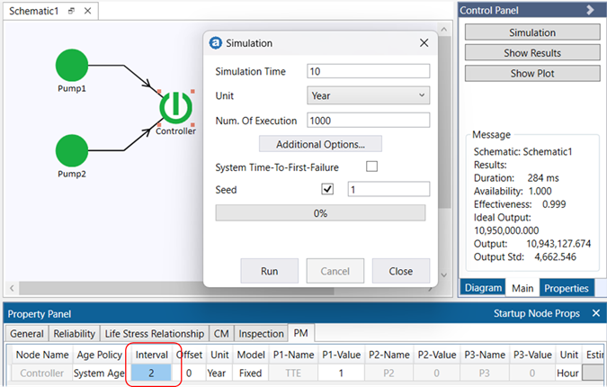 10-year simulation with 2-Year PM Interval
