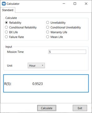 Query for reliability at t = 5 thousand cycles