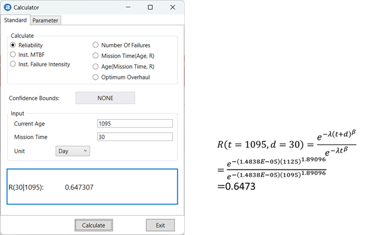 Answer to probability of no failure in next 30 days